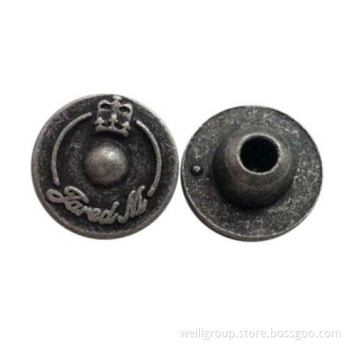 Rivet, made of alloy, suitable for jeans